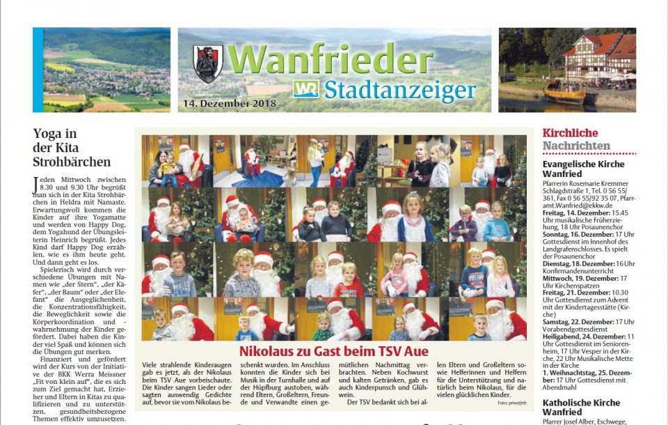 Der Wanfrieder Stadtanzeiger in der Werra-Rundschau vom 14.12.2018.